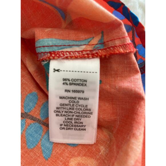 Spense Petite‎ Cotton Orange Floral Tiered 3/4 Sleeve Blouse Sz PM - Picture 9 of 9